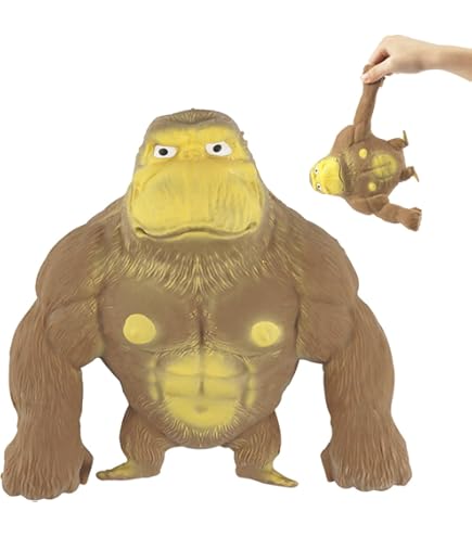 MaSif Gorilla Antistress In Gomma Morbida, Giocattolo Stretching Realistico, Marrone 15 Cm - 2
