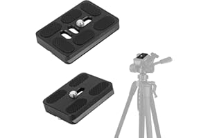Huayue 2 PCS Camera Tripod Quick Release Plate, Screw Adapter Mount Quick Shoe QR Plate, Arca Swiss Compatible, 50mm&60mm, Black