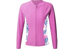 Nyeemya Girl's Long Sleeve Top Child's Rash Guard Shirts Vest UPF 50+ Quick Dry Swimsuit Summer Beach Coat