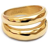 SINGULARU - Oceana Ring with 18 Kt Gold Plated Steel Jewellery for Women. Size 10-18.