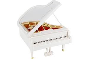 FORYNXHWIN Pozytywka fortepianowa, białe mini pianino mechaniczna pozytywka do dekoracji biurka Boże Narodzenie walentynki urodziny prezenty