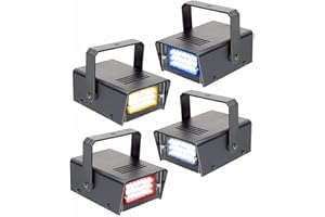 BeamZ Set de 4 Mini Stroboscopes LED, DJ Light Effect, Jeu de Lumières, Plafond/Mur, Ambiance Discothèque, Vitesse Réglable, Programmes Automatiques, Haute Intensité, Faible Consommation