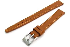 WatchWatchWatch Tan Smooth Stitched Ladies' Leather Watch Strap 12mm with Silver Buckle C088