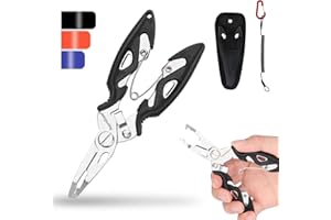 supregear Pince de Pêche Mini, Outils Multifonction en Acier Inoxydable avec Ouvre-Anneau, Décroche-Hameçon, Coupe-Ligne, Étui, Lanière, Accessoires de Pêche Résistants à l'eau Salée