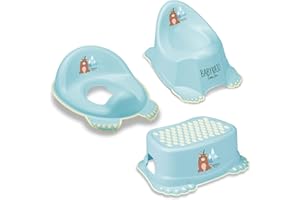 Babykajo 3 in 1 Baby Töpfchen Set TÜV Rheinland geprüft - Kinder Töpfchen + Kinder Toilettensitz + Kinder Tritthocker – aus BPA freiem Plastik und mit Antirutschfüßchen. (blau)