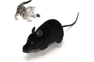 MYCreatoy Automatic Moving Fake Rat Realistic Mouse Cat Toy Electronic Mice Interactive Figures Running Wheel Wireless Chasing Prank Joke Scary Trick Toys Cats and Dogs By MYCreator (1#, Black)