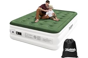 Zearna Double Inflatable Air Mattress, Air Bed, Double Airbed with Built in Pump, Blow Up Mattress, Folding Guest Bed Self Inflating with Flocked Surface for Camping and Home Use, 193cmx137cmx46cm