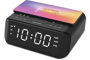 GROOV E Groov-e Atlas Alarm Clock Radio with Wireless Charging Pad - Black