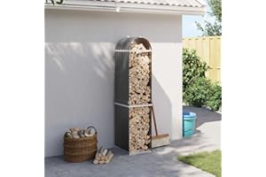 IKAYAA Estante de Leña Con Cubierta 40 x 45 x 170 cm Para Exterior de Acero - Estante de Registro de Chimenea Antracita