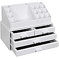SONGMICS Organizzatore per Cosmetici, Porta Trucchi con 4 Cassetti e 16 Scomparti di Diverse Dimensioni, Tappetini Antiscivol