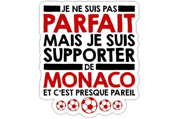 Spreadshirt Supporter de Monaco Humour Football Cadeau Fan de Foot Autocollant Sticker, 10 x 10 cm, blanc mat