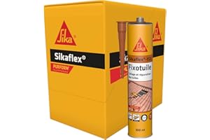 SIKA - Mastic-colle souple polyuréthane - Sikaflex-155 Fixotuile Purform terre cuite - Réparation et collage de tuiles - Tous types de tuiles - Carton de 12 cartouches de 300ml