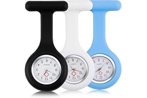 CAYBATS Schwesternuhren mit Clip, 3er Set Krankenschwester Uhr, Analog Quarzwerk Taschenuhren, Präzise und Leicht Ablesbare Pflegeruhr, Wasserdichtes Edelstahlgehäuse, Ideal für Pflegepersonal und Ärzte