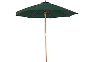 SOLD BY MHSTAR Outsunny 2.5m Garden Parasol Umbrella, Outdoor Market Table Umbrella with Wooden Pole & 8 Fibre Glass Ribs, Round Sun Shade Canopy