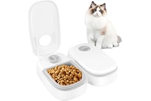 UPROZIL Automatic cat feeder 2 Pcs, 350ml Electronic Timed Dry and Wet Food Dispenser, 48-Hour Timer, Small and Medium Pets Automatic Food Feeder Set