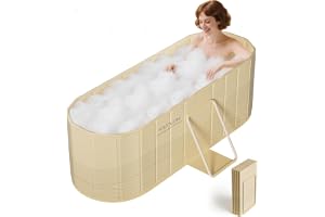 NArra Bärbart vikbart badkar för vuxna, 2-i-1 hot bath & isbad, stor storlek fristående blötläggning bad, förtjockad isolering SPA, bastu, par duschkar, 150 x 55 x 53 cm/4,92 fot (inget lock)