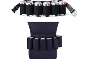 DEWIN Pas do piwa, 6 sztuk pasów do piwa, kabura na piwo, uchwyt na pasek na 6 x piwo napoje puszki butelki (czarny)