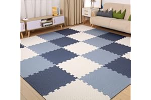 HOMTOL Estera del Rompecabezas Alfombra Puzzle Bebe Acolchada,Suelo de Goma PE Suave, 18 Piezas (30 * 30 * 1,2cm)