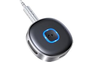 Mohard Ricevitore Bluetooth 5.3, Mini Aux Bluetooth Auto per Stereo/Cuffie Cablate/Altoparlante, Jack 3.5 mm Adattatore Amplificatori, 16 Ore di Riproduzione, Chiamate in Vivavoce, Connessione Doppia