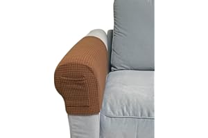 Skybook Arm Rest Covers with 1 pocket Sofa Set of 4 Stretch Armrest Chair Covers Waterproof Armchair Couch Anti-Slip Furniture Protector Slipcovers for Armchairs Sofa Arm Covers (Coffee)