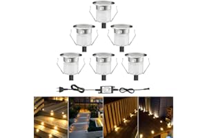 INDARUN Spot à Encastrable Lampe de sol-Lumière (Blanc Chaud) DC12V 0.6W étanche IP67 Ø30mm-éclairage pour terrasse, patio, chemin, mur, jardin, décoration, intérieur et extérieur