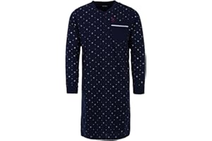 Henry Terre Herren Nachthemd Langarm Stehkragen Schlafshirt Pyjamaoberteil Größe M-3XL