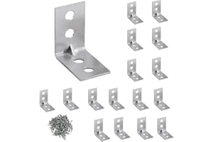 YHT 16Pcs L Shape Corner Brace Bracket with 70Pcs Screws,25x25x15mm Zinc Plated Steel Angle Brackets,90 Degree Corner Connectors for Fixing and Repairing Wood Furniture