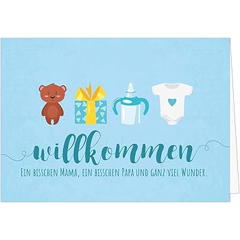 "ES IST EIN JUNGE" A4 Glückwunschkarte Baby zur Geburt eines Jungen