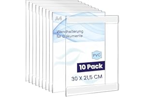GOYAPRINT Packung 10 Stück Selbstklebend Wandhalterung für Dokumente, Wandhalter für Prospekte, Plakathalterung, Plakatwand, Plakatdisplay Ideal für Geschäfte und Büros (10 Stück)