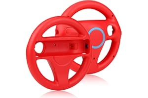 TheMax { 2 Pack ) Red Wheel Steering wii Controller Design Stand Mario Kart Racing Game Steering Wheel Stand For Wii Game Controller (Red x2)