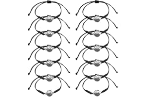 TSUWNO Calcio Braccialetti per Bambini,12Pcs Intrecciati Regolabili Calcio Bracciale per Ragazza Ragazzi Football Sport Feste Compleanno Campionati del Mondo