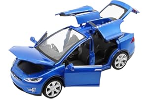 Eiseyen - Modelo de coche para Tesla X 90 1:32, con sonido y luz, también como coche de juguete con función retráctil, como regalo para niños
