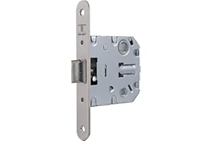 Tesa Assa Abloy - Cerradura de doble cerrojo para alto tráfico, 2004U, Frente Redondeado, Niquelado