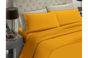 BANZAII TEXTILE INNOVATOR ONLINE Banzaii Completo Lenzuolo Matrimoniale, Giallo 100% Microfibra Made in Italy, Lenzuolo Sopra 240 x 290 cm, Lenzuolo Sotto 160/170 x 190/200 x 25 cm, 2 Federe 52 x 82 cm