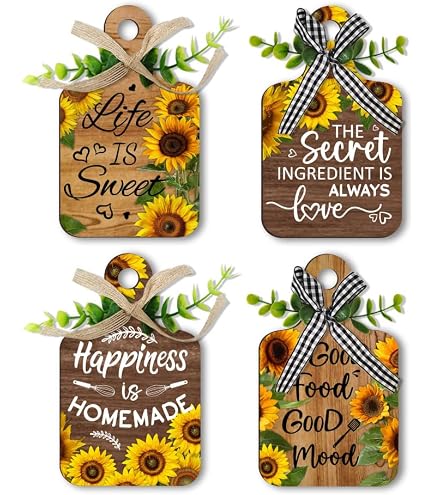 PH PandaHall 4 Cartelli In Legno Da Cucina A Forma Di Tagliere – 15x9 Cm, Colori E Scritte Diverse, Con Corda, Arredamento Rustico - 3