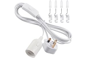 DiCUNO E27 Lampholder, Pendant Light Ceiling Lighting Fitting, Suspended Pendant Light Fitting Kit, White, 4M, 1Pack