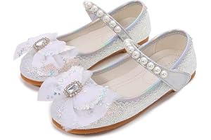 LOBTY Fille Chaussures de Princesse Enfants Paillettes Chaussures Ballerines Cristal Chaussures Sandales Mariages Boule Anniversaire Fête Noël Halloween Carnaval Chaussures