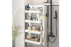 Wotendy Półka prysznicowa do zawieszenia nad drzwiami, regał łazienkowy z haczykiem, bez wiercenia, do kabin prysznicowych, podłóg, regał wiszący, regał prysznicowy