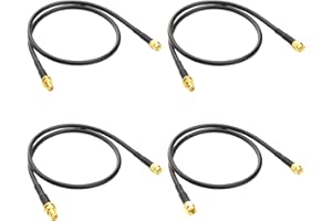Boobrie Upgraded 4PCS SMA to SMA/RP-SMA Cable 50CM SMA to RP-SMA Cable Low Loss 0-6GHz SMA Coaxial Cable RP-SMA Cable SMA RP SMA Extension Cable WIFI Antenna Cable LMR200 Equivalent, Better Than RG58