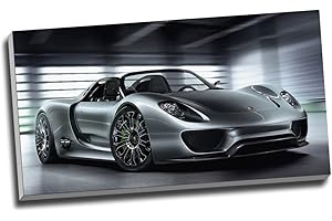 PANTHER PRINT Impression de voiture de sport Porsche 918 sur toile pour décoration murale 76,2 x 40,6 cm