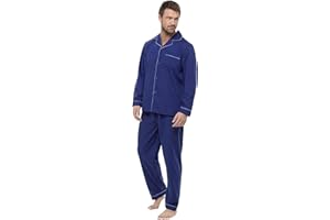 kraftd Men's Pyjama Set Traditional Classic Cut Pyjamas Sets Cotton Loungewear Sleepwear Nightwear Pj's