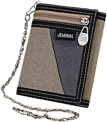 Mens Canvas Trifold Wallets Purse with id window(S-Brown,S)
