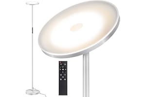 OUTON Lampa stojąca LED, ściemniana, 30 W, 3000 lumenów, nowoczesna lampa stojąca, bezstopniowa lampa z 4 temperaturami barwowymi, pilot zdalnego sterowania i sterowanie dotykowe, timer 1 h, do