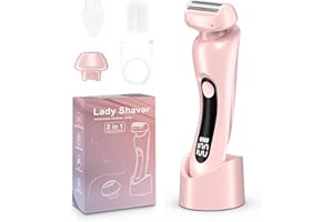 ONEYUS Elektrorasierer für Damen 2 in 1 - Intim & Ganzkörper Trimmer mit LED Display, IPX7 wasserdicht & USB Ladestation für Bikini-Trimmer, Beine, Achseln