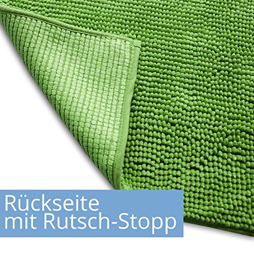 Chenille Badematte Coral | moderner Microfaser Badvorleger in Trendfarben | ÖKO TEX Standard 100 | Komfortgröße 50×80 cm für Badezimmer | Hellgrün - 4