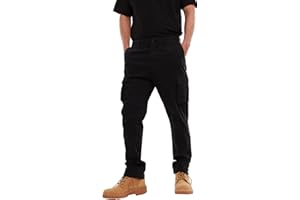 MIG - Mud Ice Gravel Mens Stretch Cargo Chino Trousers - Cotton Elasticated Cargo Pants, Regular Slim Fit Mens Work Casual Chinos
