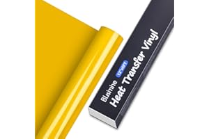 BLUSIMINE HTV Vinyl,Heat Transfer Vinyl 12" x 6ft Yellow HTV iron on Vinyl Roll for DIY Clothing,Logo,Hat,Fabric, Easy to Cut & Weed for Heat Vinyl Design