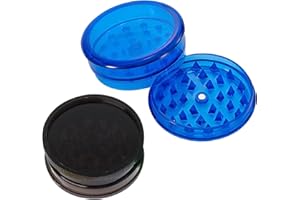 WOLMIK 2 Stk. Grinder plastik Mühlen Kunststoff 60mm drei Teile inklusive Lagerung Crusher Kitchen, Pollen Grinder Crusher, Kräutermühle aus Kunststoff für Spice, Kräuter, Gewürze - Blau & Schwarz