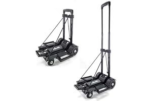 ZHJINGYU Folding Hand Truck,Foldable Utility cart with 4 Wheels & 2 Elastic Ropes,foldable dolly cart,backpack trolley,luggage platform truck,Travel,Moving, Airport