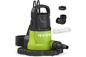 VEATON Automatic Submersible Pump, 750W 13000L/H Portable Water Removal Pump with Base, Check Valve Adapter for Swimming Pool, Hot Tub, Boat Covers, Water Beds, Rooftop, Shallow Pit Water